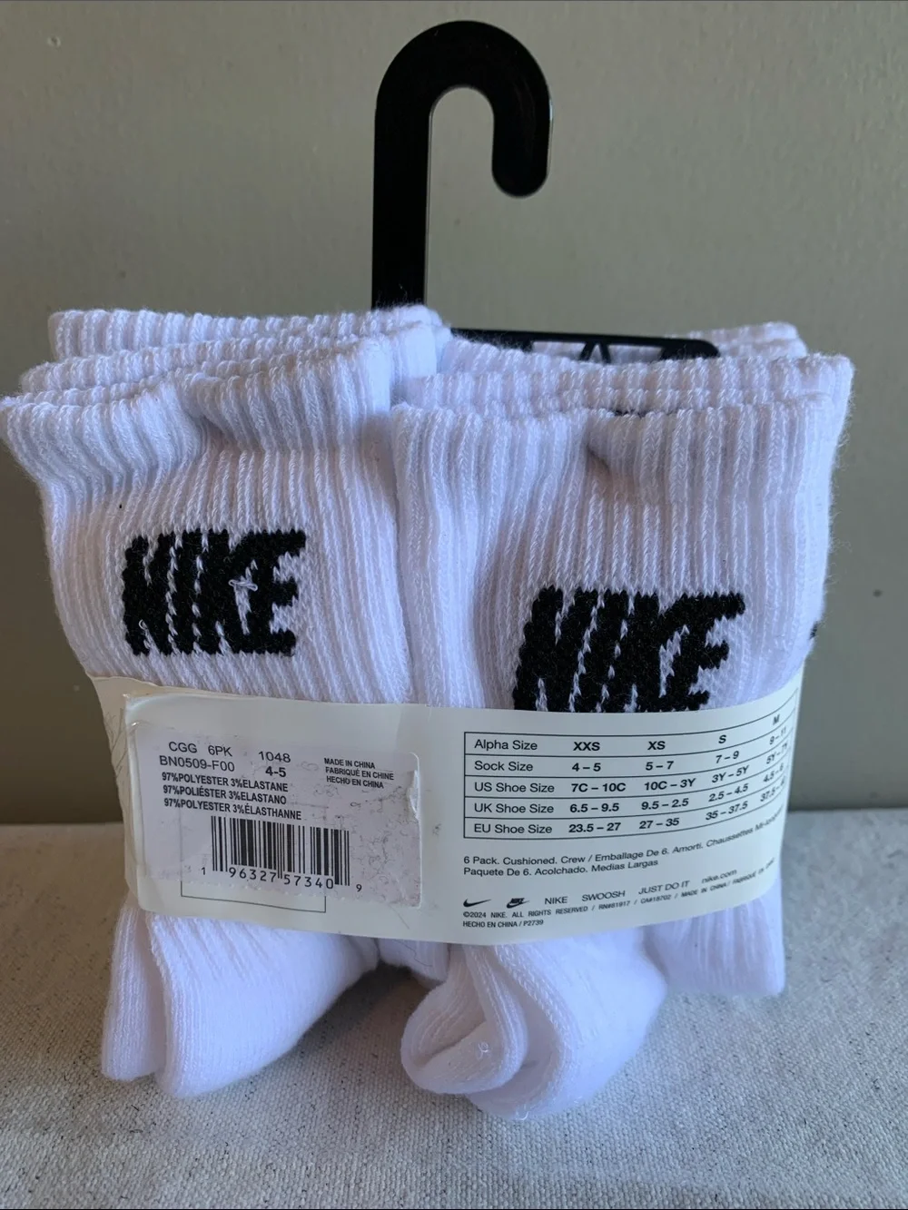 Nike White Crew Socks with Black Logo - 6 Pack